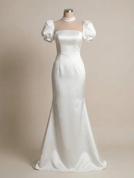 Luxury Bridal Grace Kelly Style Elegant Classy Wedding Couture Runway Dress Gown - Picture 3 of 4